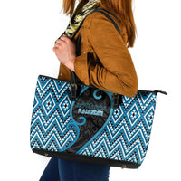Aotearoa Atua Ranginui Leather Tote Bag Maori Sky Father Koru Patterns