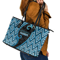 Aotearoa Atua Ranginui Leather Tote Bag Maori Sky Father Koru Patterns