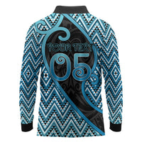Custom Aotearoa Atua Ranginui Long Sleeve Polo Shirt Maori Sky Father Koru Patterns