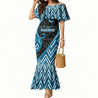 Custom Aotearoa Atua Ranginui Mermaid Dress Maori Sky Father Koru Patterns