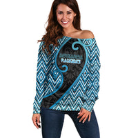 Custom Aotearoa Atua Ranginui Off Shoulder Sweater Maori Sky Father Koru Patterns