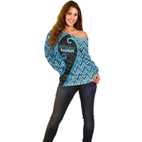 Custom Aotearoa Atua Ranginui Off Shoulder Sweater Maori Sky Father Koru Patterns