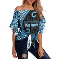 Custom Aotearoa Atua Ranginui Off Shoulder Wrap Waist Top Maori Sky Father Koru Patterns