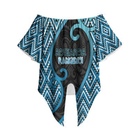 Custom Aotearoa Atua Ranginui Off Shoulder Wrap Waist Top Maori Sky Father Koru Patterns