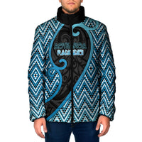 Custom Aotearoa Atua Ranginui Padded Jacket Maori Sky Father Koru Patterns
