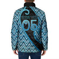 Custom Aotearoa Atua Ranginui Padded Jacket Maori Sky Father Koru Patterns