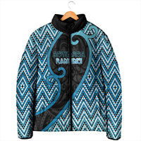 Custom Aotearoa Atua Ranginui Padded Jacket Maori Sky Father Koru Patterns