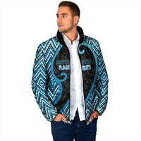 Custom Aotearoa Atua Ranginui Padded Jacket Maori Sky Father Koru Patterns