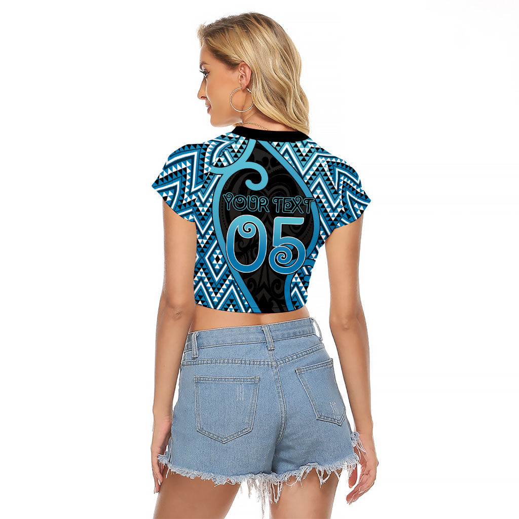 Custom Aotearoa Atua Ranginui Raglan Cropped T Shirt Maori Sky Father Koru Patterns