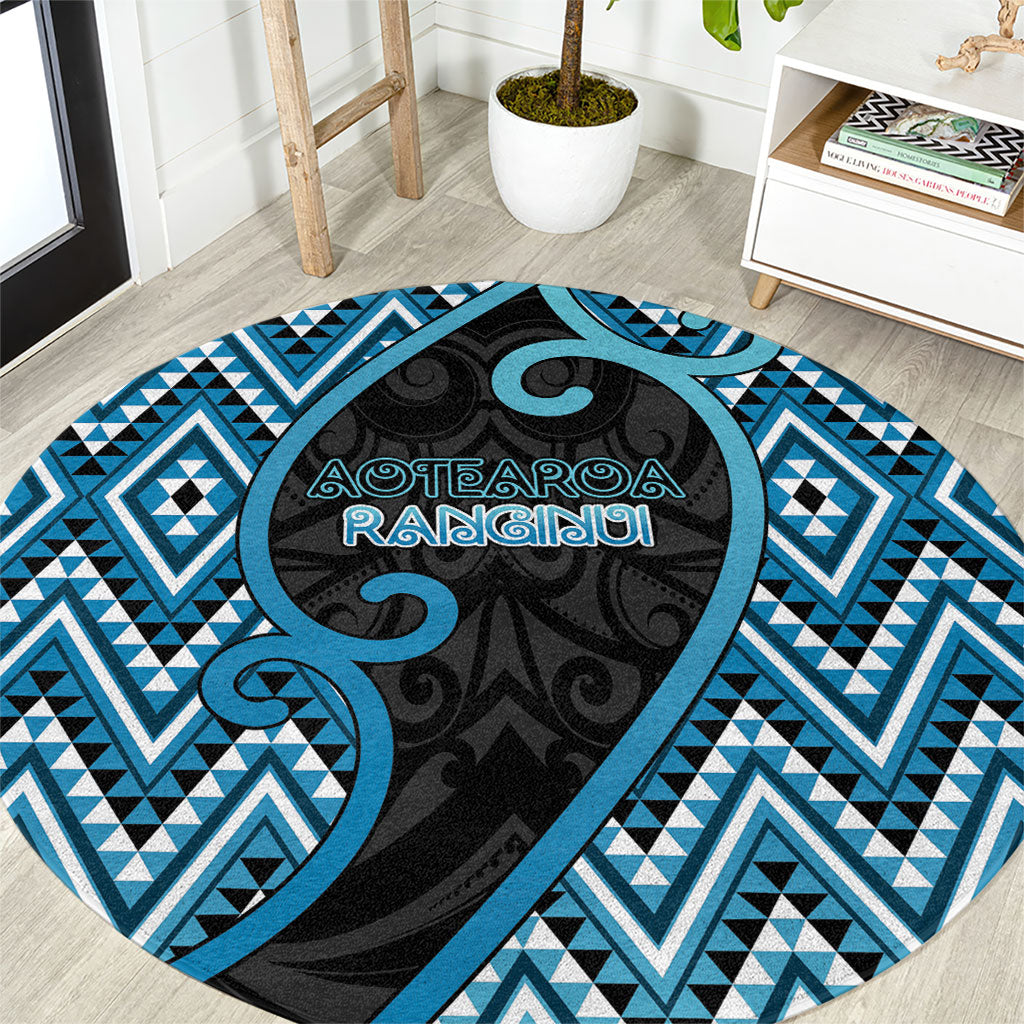 Aotearoa Atua Ranginui Round Carpet Maori Sky Father Koru Patterns
