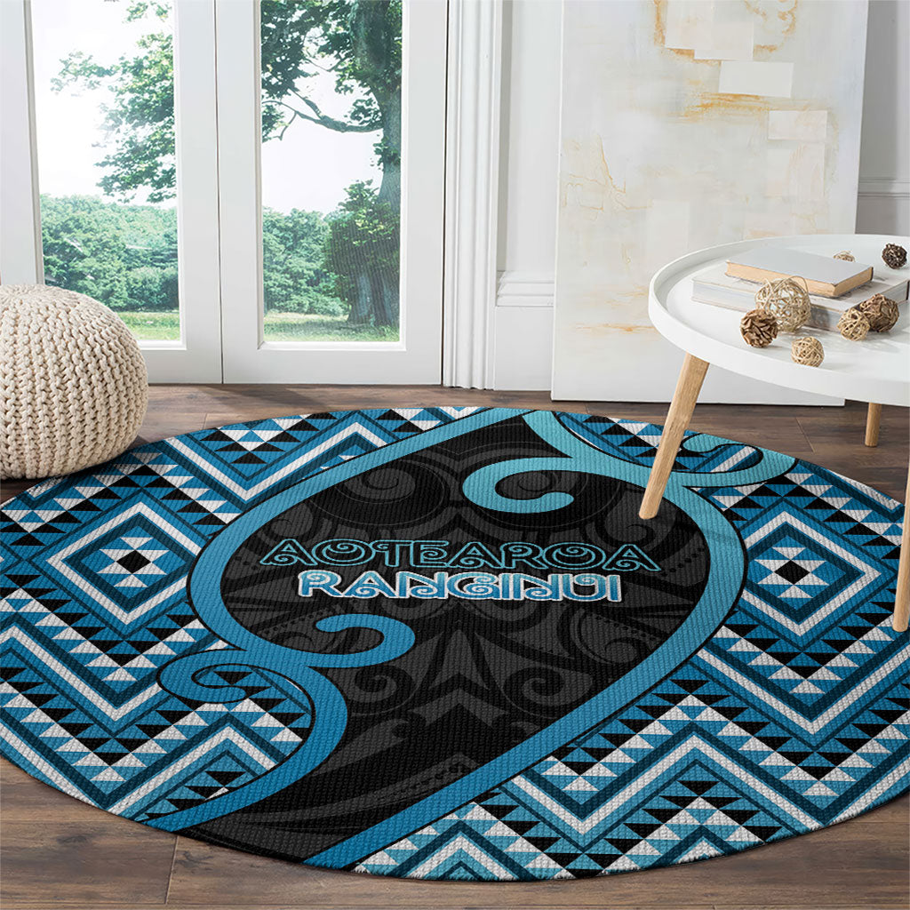 Aotearoa Atua Ranginui Round Carpet Maori Sky Father Koru Patterns