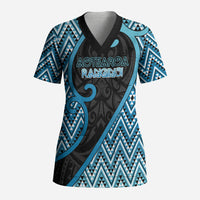 Custom Aotearoa Atua Ranginui Scrub Top Maori Sky Father Koru Patterns
