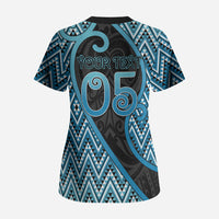 Custom Aotearoa Atua Ranginui Scrub Top Maori Sky Father Koru Patterns