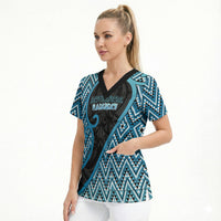 Custom Aotearoa Atua Ranginui Scrub Top Maori Sky Father Koru Patterns
