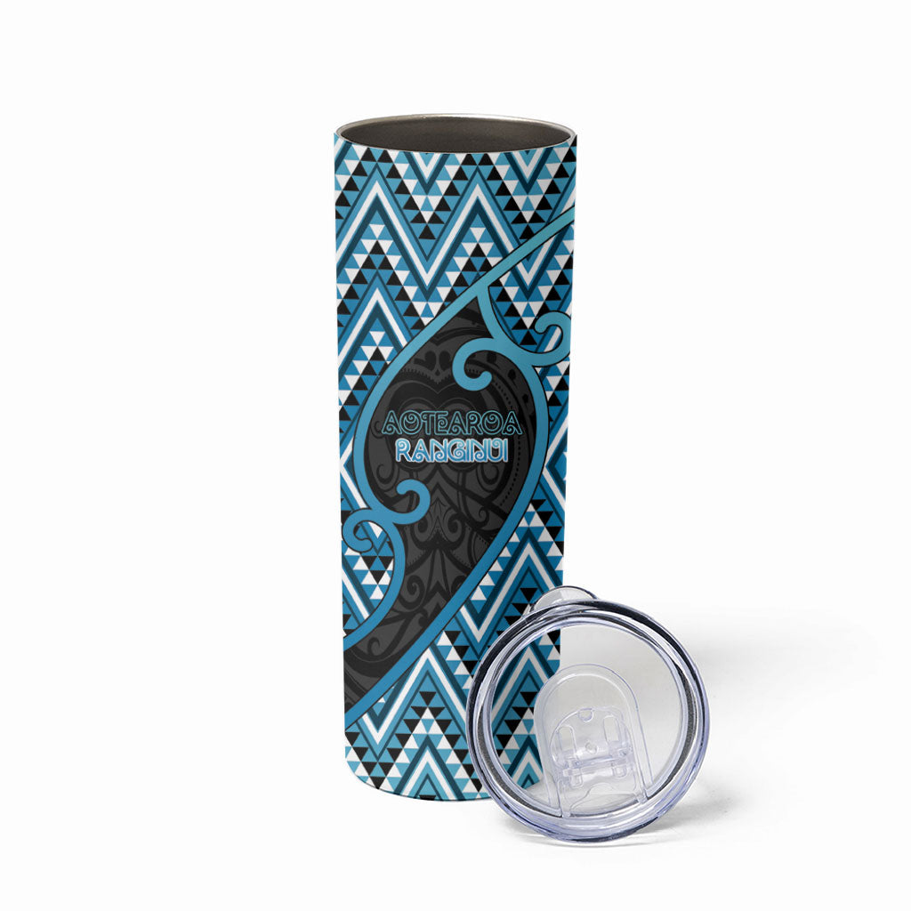 Custom Aotearoa Atua Ranginui Skinny Tumbler Maori Sky Father Koru Patterns