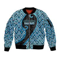 Custom Aotearoa Atua Ranginui Sleeve Zip Bomber Jacket Maori Sky Father Koru Patterns