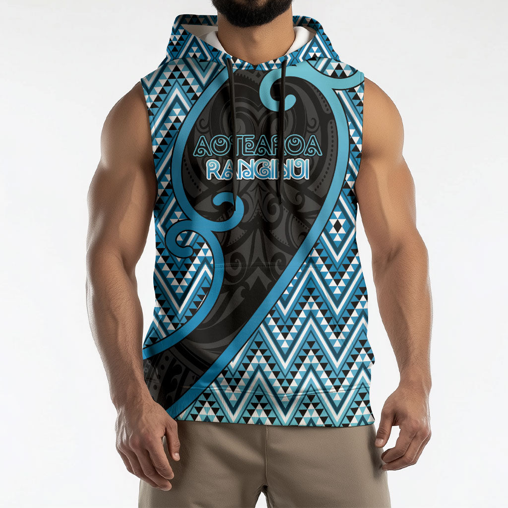 Custom Aotearoa Atua Ranginui Sleeveless Hoodie Maori Sky Father Koru Patterns