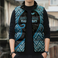 Custom Aotearoa Atua Ranginui Sleeveless Puffer Jacket Maori Sky Father Koru Patterns