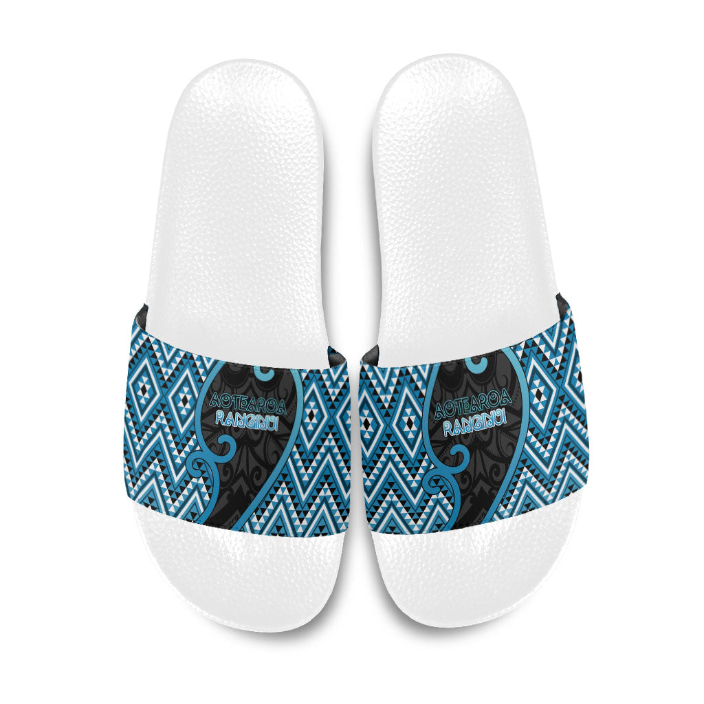 Aotearoa Atua Ranginui Slide Sandals Maori Sky Father Koru Patterns