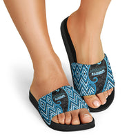 Aotearoa Atua Ranginui Slide Sandals Maori Sky Father Koru Patterns
