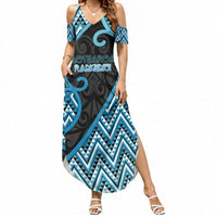 Custom Aotearoa Atua Ranginui Summer Maxi Dress Maori Sky Father Koru Patterns