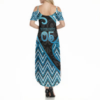 Custom Aotearoa Atua Ranginui Summer Maxi Dress Maori Sky Father Koru Patterns
