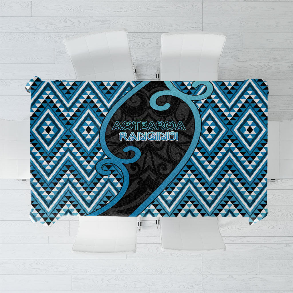 Aotearoa Atua Ranginui Tablecloth Maori Sky Father Koru Patterns DT05 Blue - Polynesian Pride