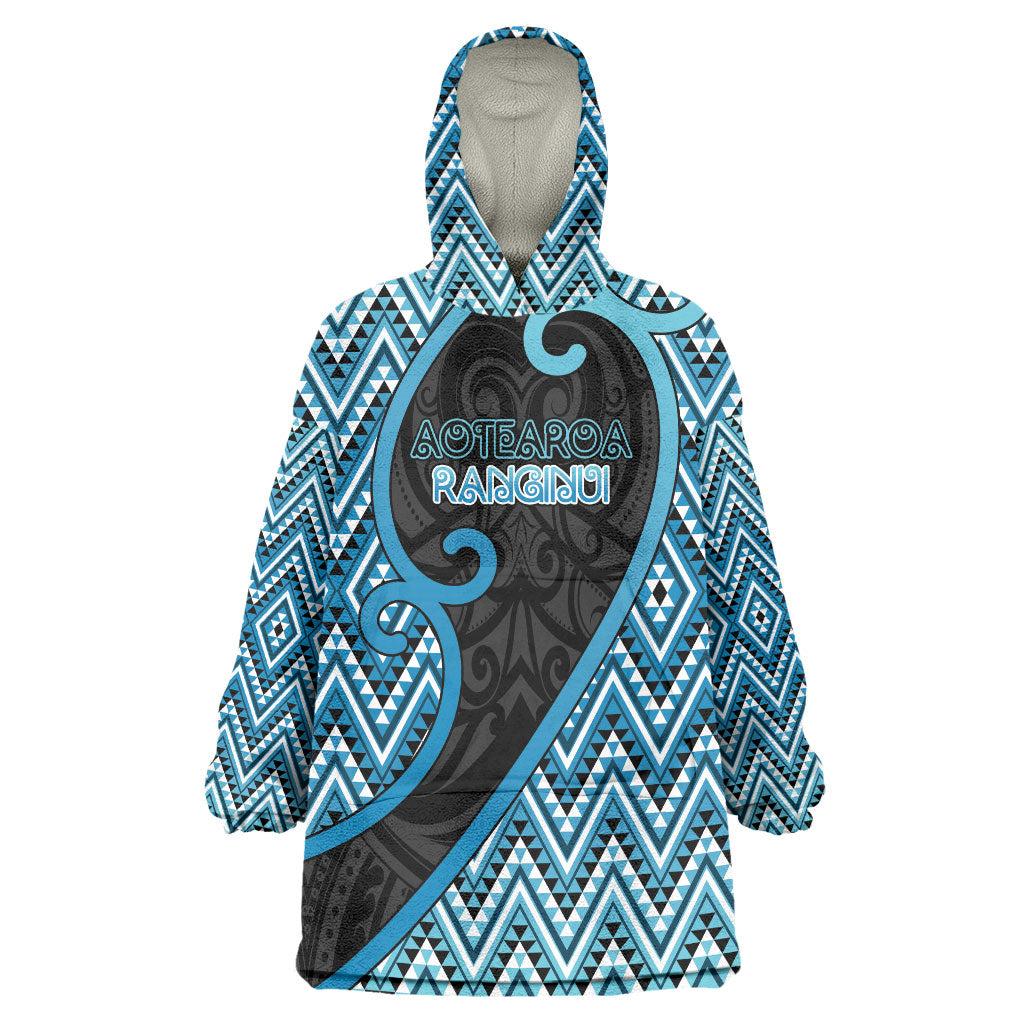 Custom Aotearoa Atua Ranginui Wearable Blanket Hoodie Maori Sky Father Koru Patterns