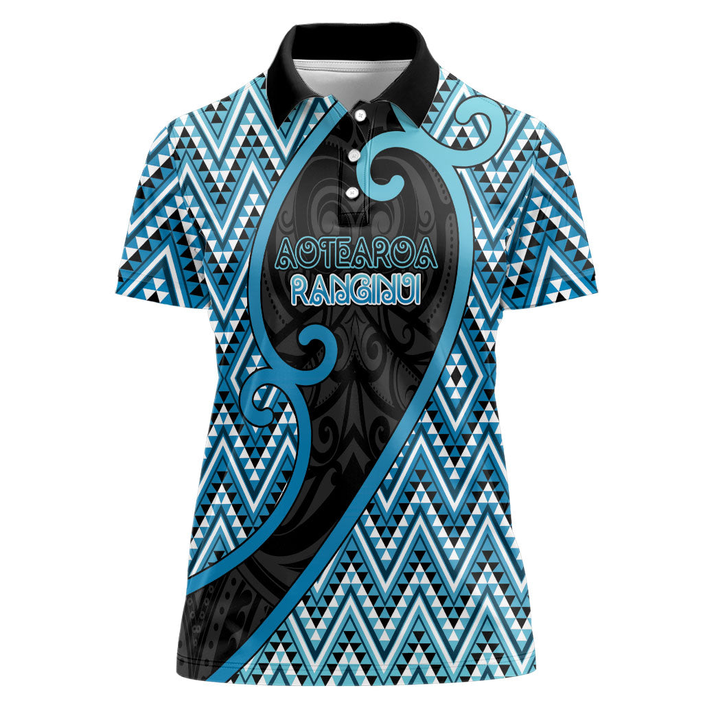 Custom Aotearoa Atua Ranginui Women Polo Shirt Maori Sky Father Koru Patterns