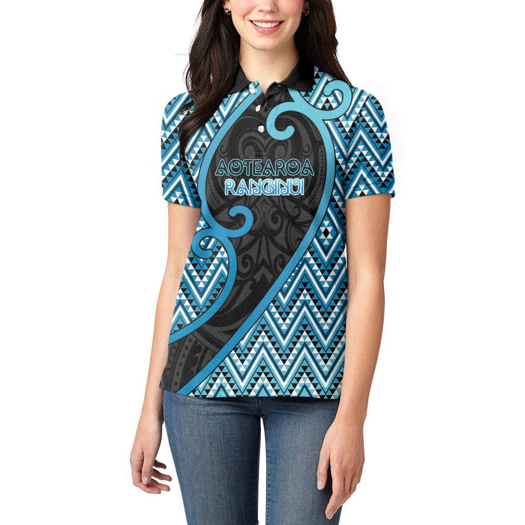 Custom Aotearoa Atua Ranginui Women Polo Shirt Maori Sky Father Koru Patterns