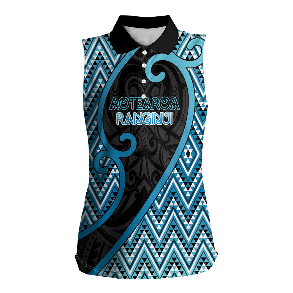 Custom Aotearoa Atua Ranginui Women Sleeveless Polo Shirt Maori Sky Father Koru Patterns