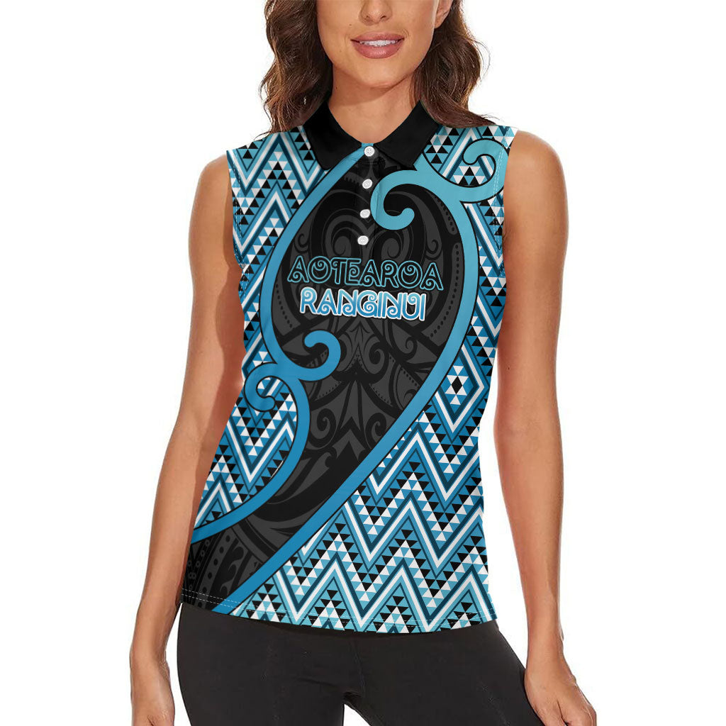 Custom Aotearoa Atua Ranginui Women Sleeveless Polo Shirt Maori Sky Father Koru Patterns