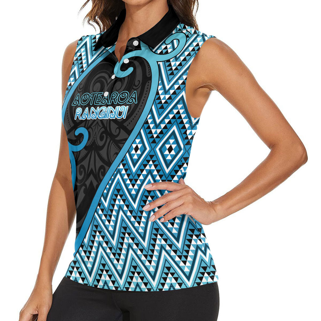 Custom Aotearoa Atua Ranginui Women Sleeveless Polo Shirt Maori Sky Father Koru Patterns