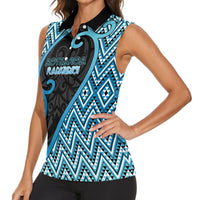Custom Aotearoa Atua Ranginui Women Sleeveless Polo Shirt Maori Sky Father Koru Patterns