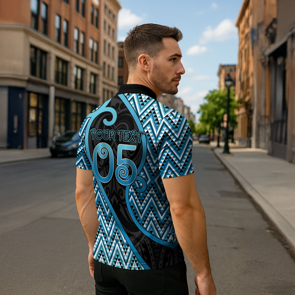 Custom Aotearoa Atua Ranginui Zipper Polo Shirt Maori Sky Father Koru Patterns