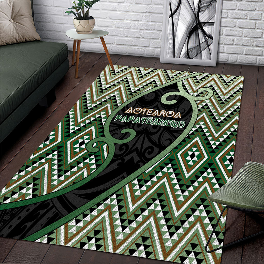 Aotearoa Atua Papatuanuku Area Rug Earth Mother Father Koru Patterns