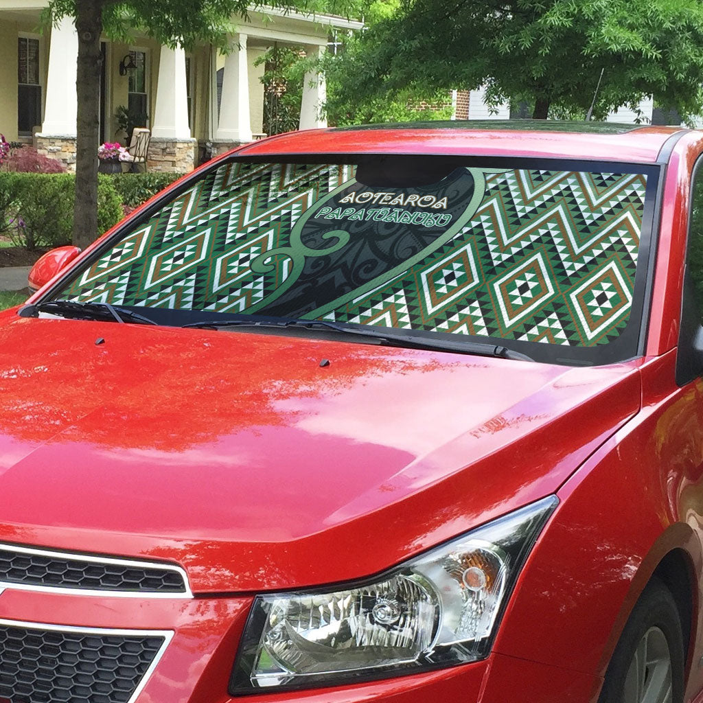 Aotearoa Atua Papatuanuku Auto Sun Shade Earth Mother Father Koru Patterns