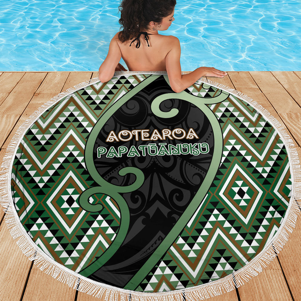Aotearoa Atua Papatuanuku Beach Blanket Earth Mother Father Koru Patterns