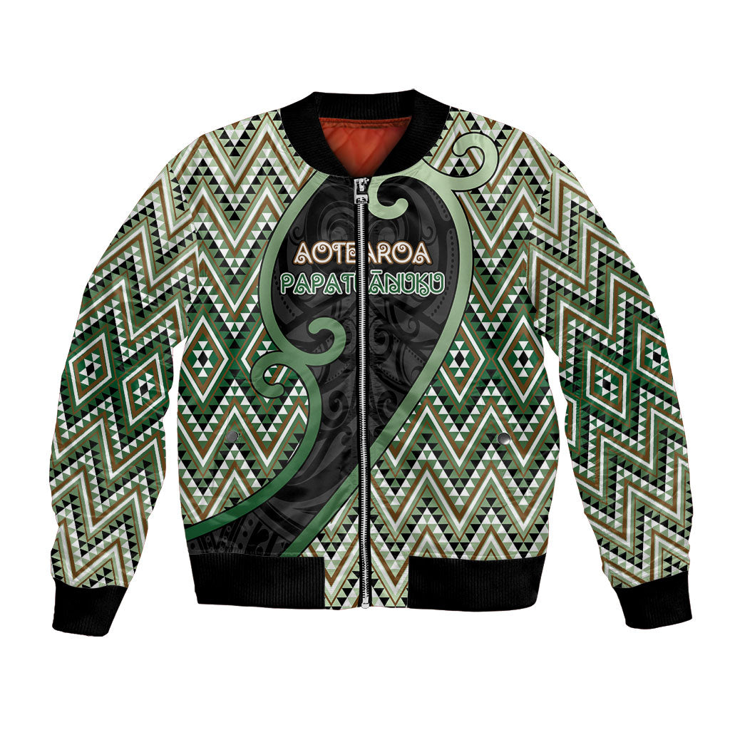 Custom Aotearoa Atua Papatuanuku Bomber Jacket Earth Mother Father Koru Patterns