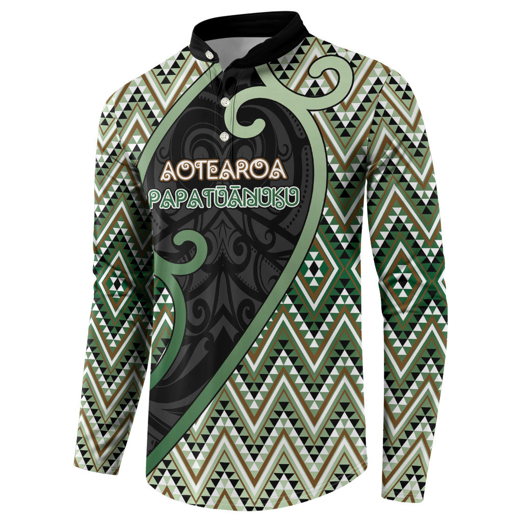 Custom Aotearoa Atua Papatuanuku Button Sweatshirt Earth Mother Father Koru Patterns