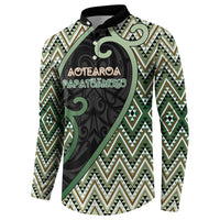 Custom Aotearoa Atua Papatuanuku Button Sweatshirt Earth Mother Father Koru Patterns
