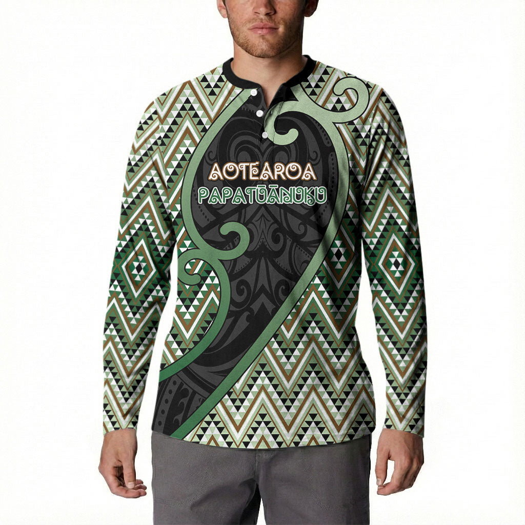 Custom Aotearoa Atua Papatuanuku Button Sweatshirt Earth Mother Father Koru Patterns