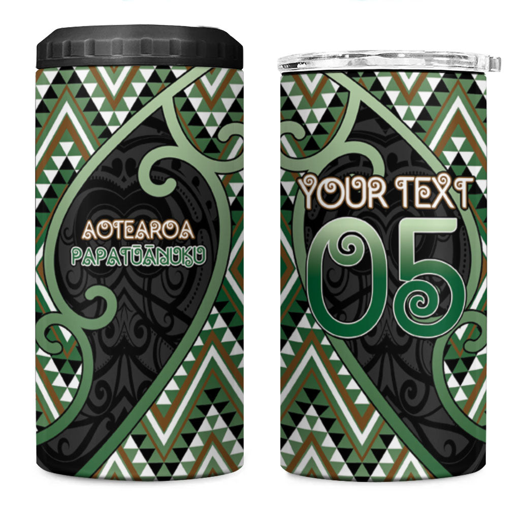 Custom Aotearoa Atua Papatuanuku 4 in 1 Can Cooler Tumbler Earth Mother Father Koru Patterns
