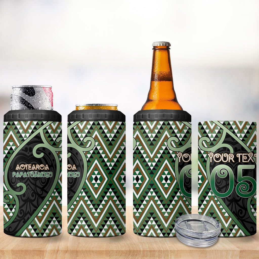 Custom Aotearoa Atua Papatuanuku 4 in 1 Can Cooler Tumbler Earth Mother Father Koru Patterns