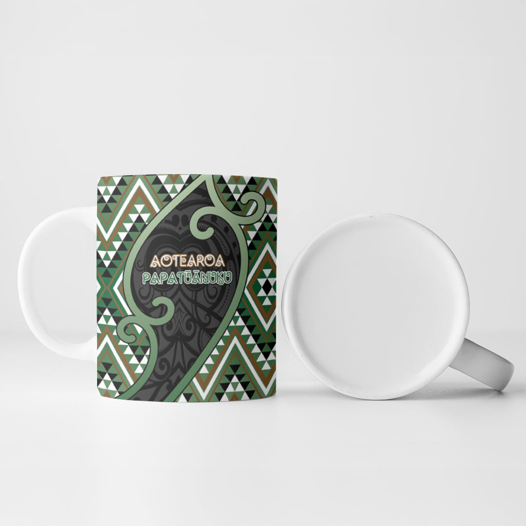 Custom Aotearoa Atua Papatuanuku Ceramic Mug Earth Mother Father Koru Patterns