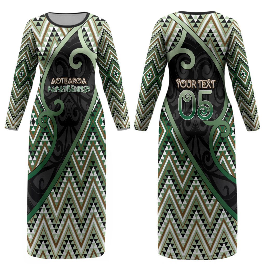 Custom Aotearoa Atua Papatuanuku Couples Matching Long Sleeve Bodycon Dress and Hawaiian Shirt Earth Mother Father Koru Patterns