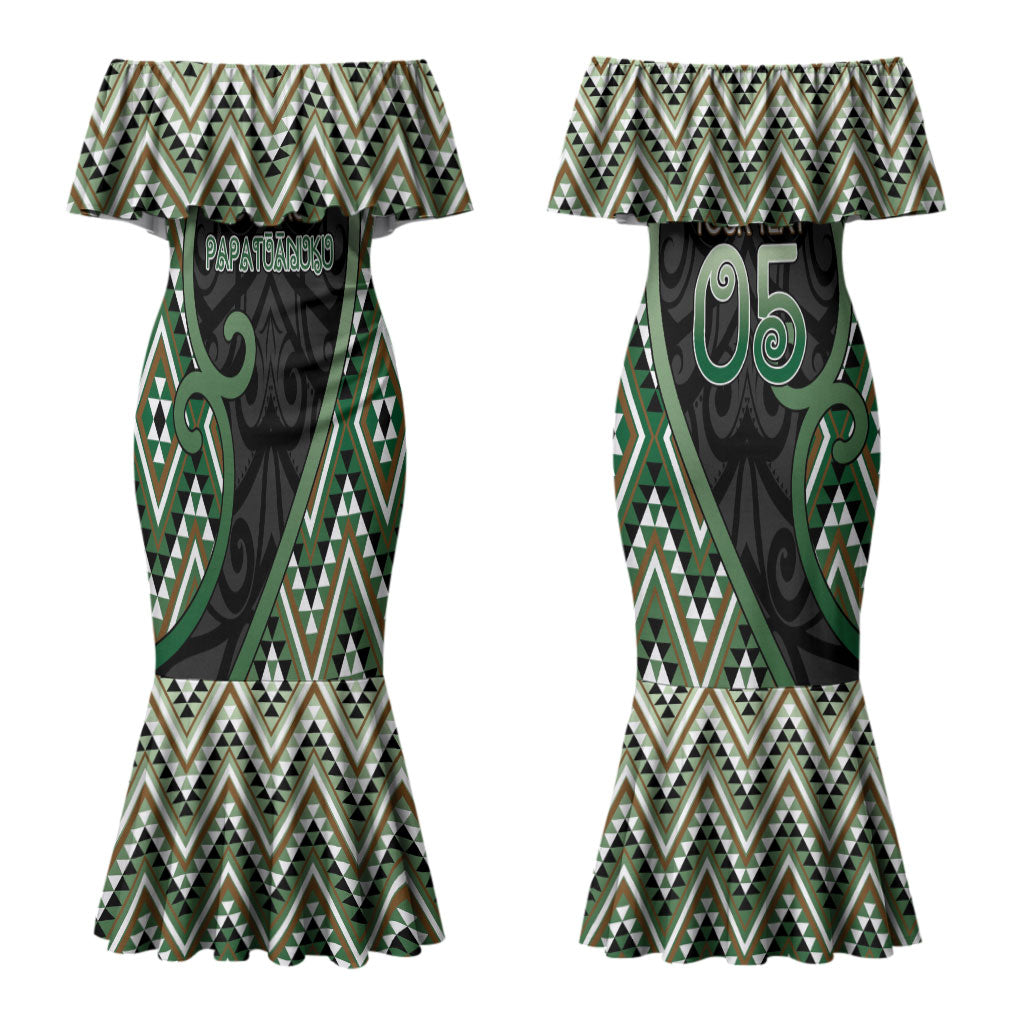 Custom Aotearoa Atua Papatuanuku Couples Matching Mermaid Dress and Long Sleeve Button Shirt Earth Mother Father Koru Patterns