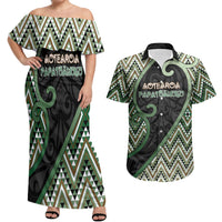 Custom Aotearoa Atua Papatuanuku Couples Matching Off Shoulder Maxi Dress and Hawaiian Shirt Earth Mother Father Koru Patterns