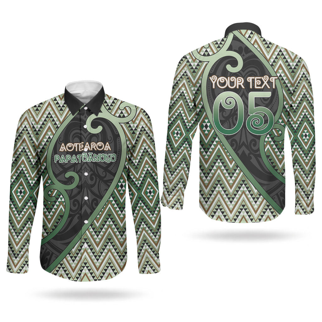 Custom Aotearoa Atua Papatuanuku Couples Matching Off Shoulder Maxi Dress and Long Sleeve Button Shirt Earth Mother Father Koru Patterns