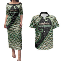 Custom Aotearoa Atua Papatuanuku Couples Matching Puletasi and Hawaiian Shirt Earth Mother Father Koru Patterns